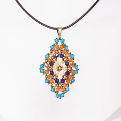 Pendant 45cm - Talia Rhombus M-Chocolate Leather - Pendant 45cm - Laiton bronze